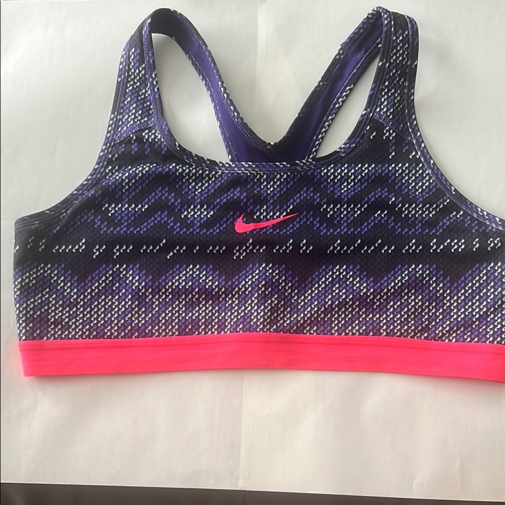 Nike Pro Purple and Pink Sports Bra with Moisture-Wicking Fabric